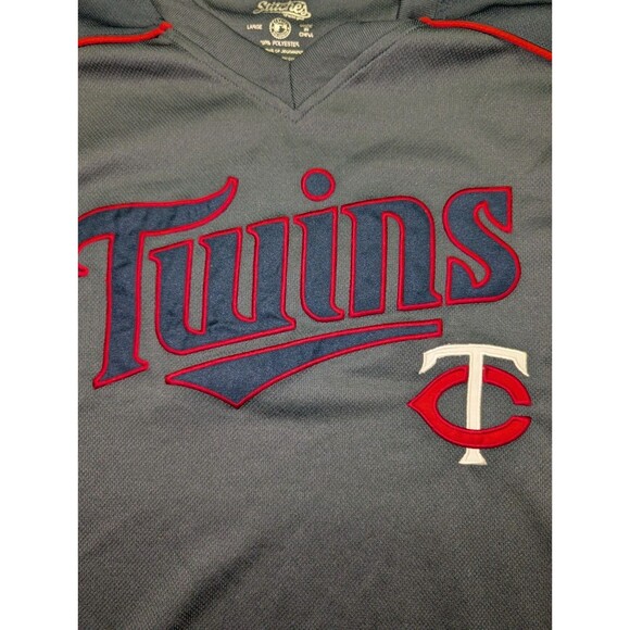 Stitches MLB Minnesota Twins Baseball Jersey Shirt Men’s Sz L Gray Embroidery - Picture 4 of 11